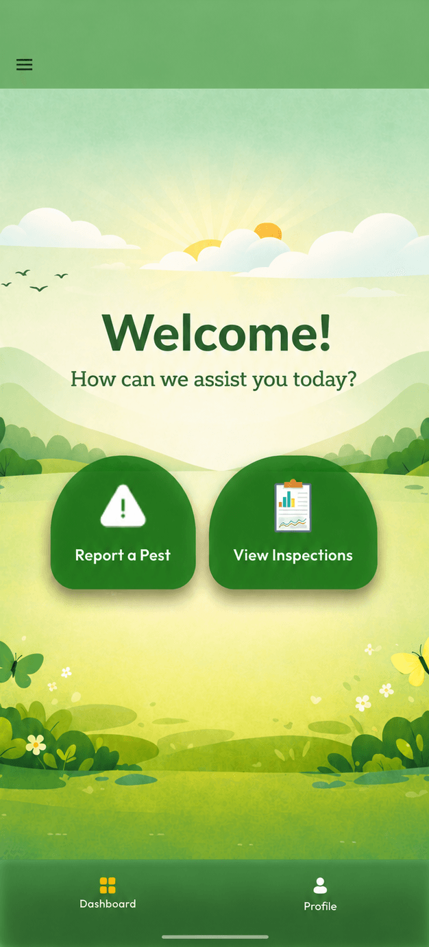 The PFPC HomeGuard app — report a pest or view inspections