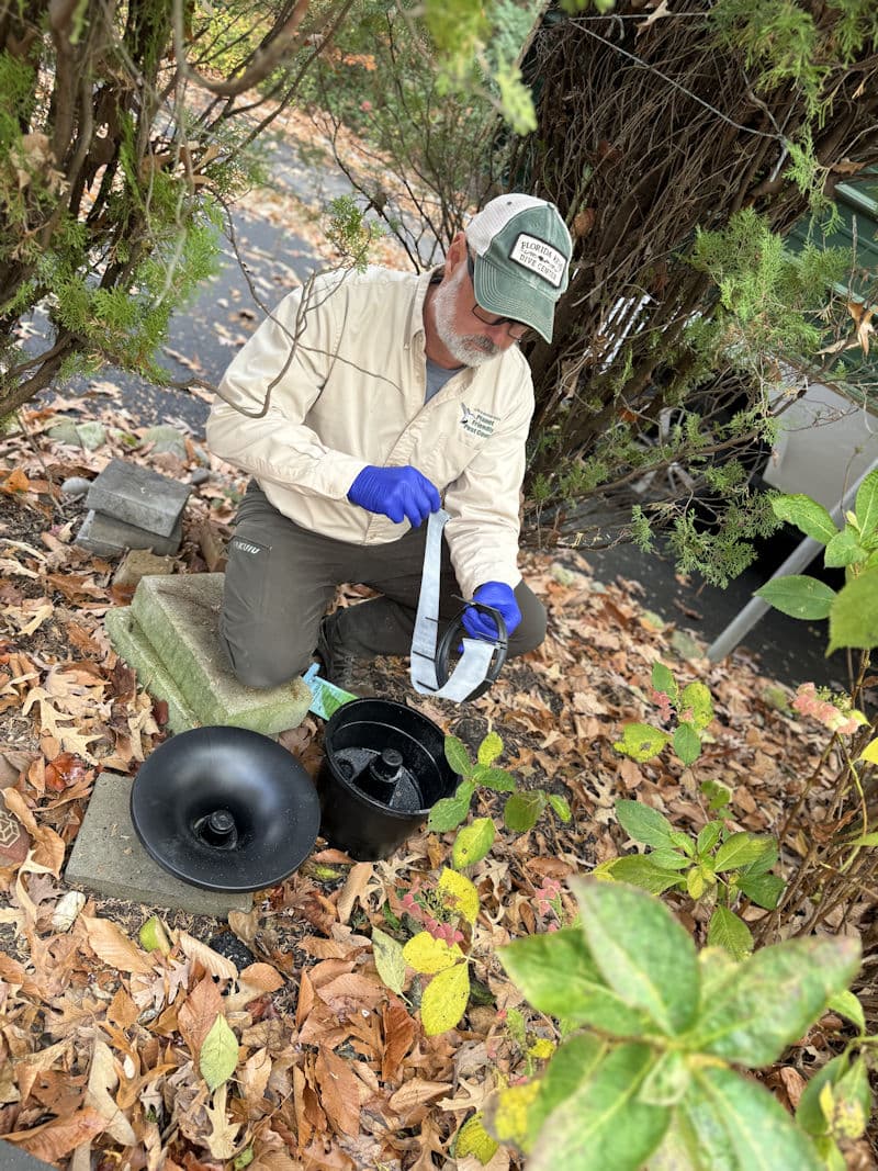 Real client property — exterior treatment zone for mosquito control