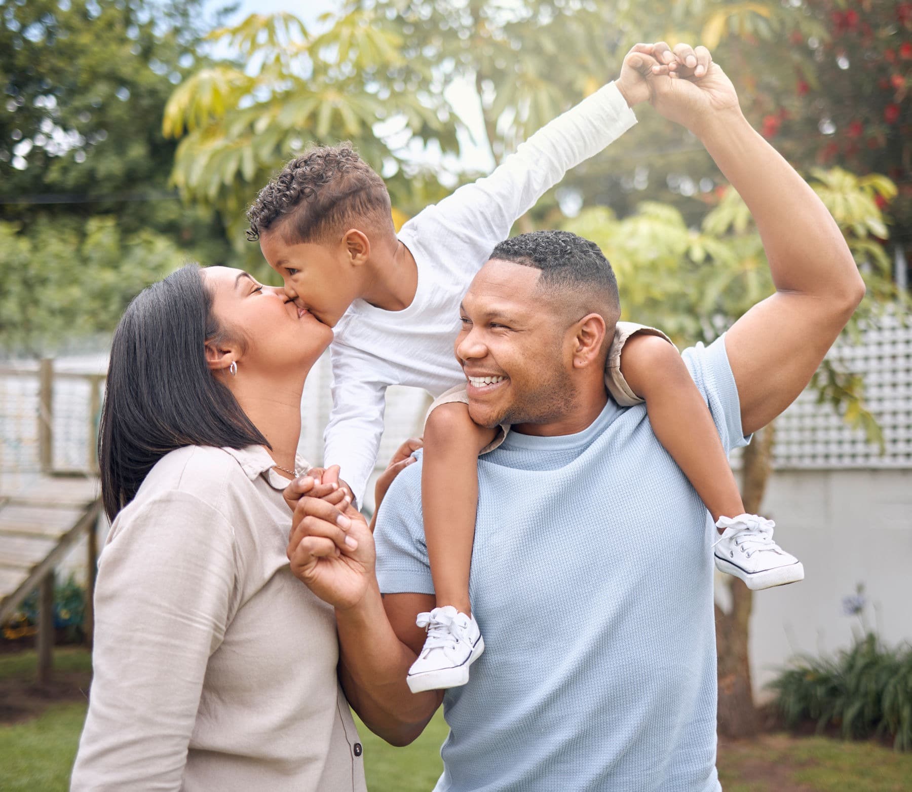 A happy family enjoying their mosquito-free backyard